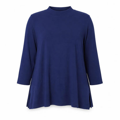 H by Halston Womens Blue Modal Basic T-Shirt Size M High Neck