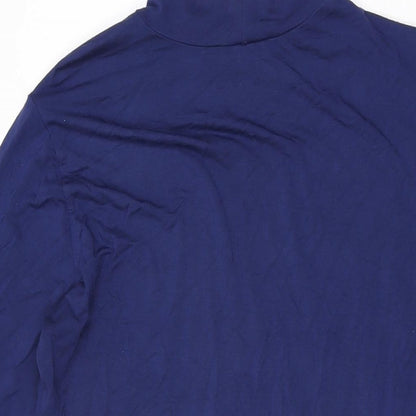 H by Halston Womens Blue Modal Basic T-Shirt Size M High Neck