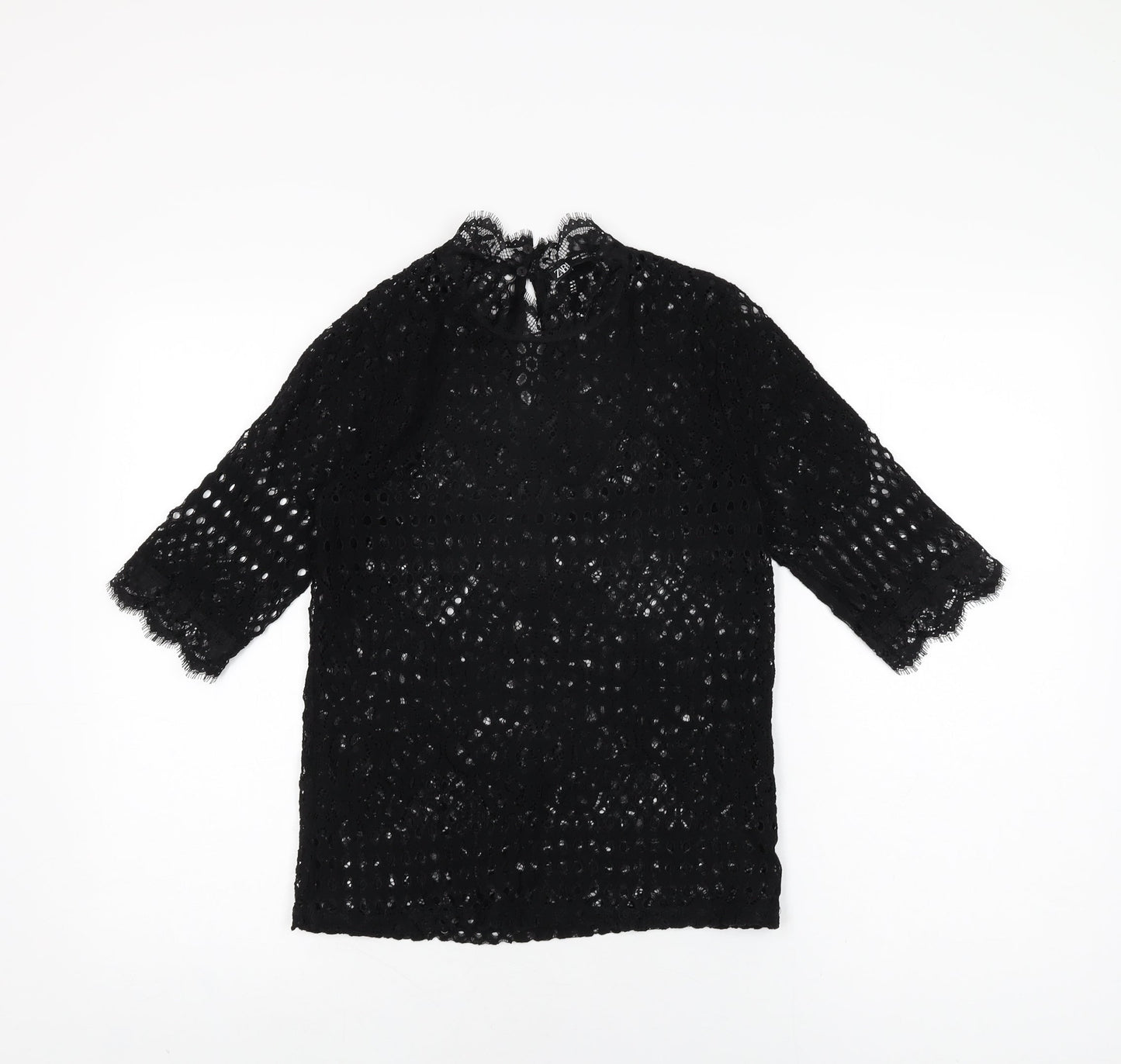 Womens UK Size M Zara Black Basic T-Shirt