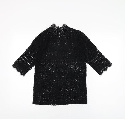 Womens UK Size M Zara Black Basic T-Shirt
