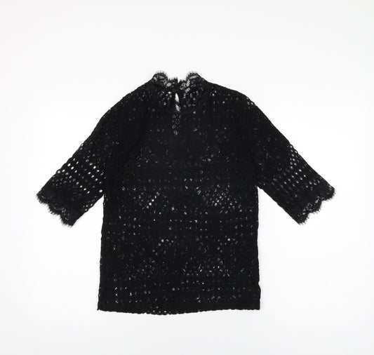 Womens UK Size M Zara Black Basic T-Shirt
