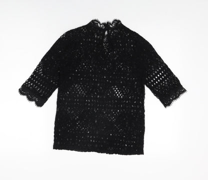 Womens UK Size M Zara Black Basic T-Shirt