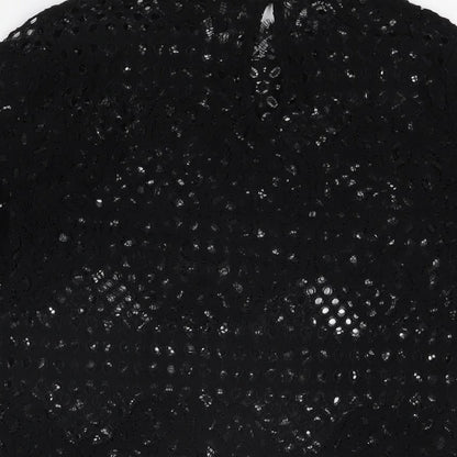 Womens UK Size M Zara Black Basic T-Shirt
