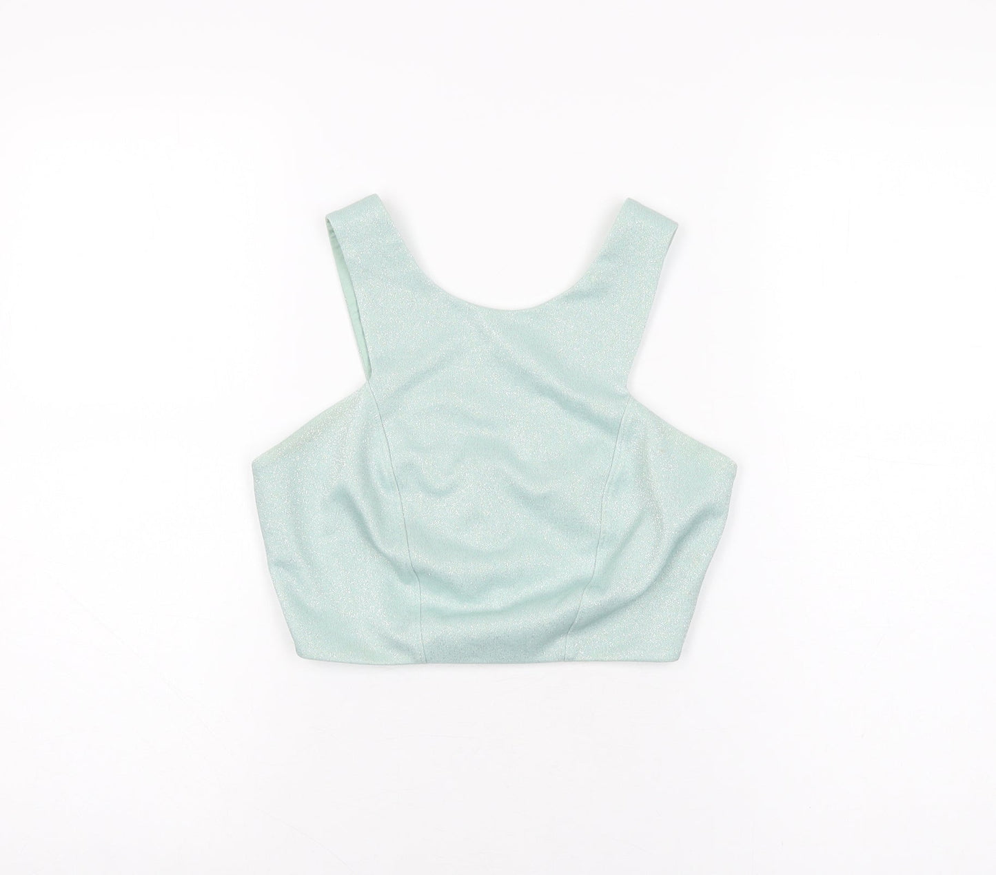 Womens UK Size 10 Topshop Blue Cropped T-Shirt