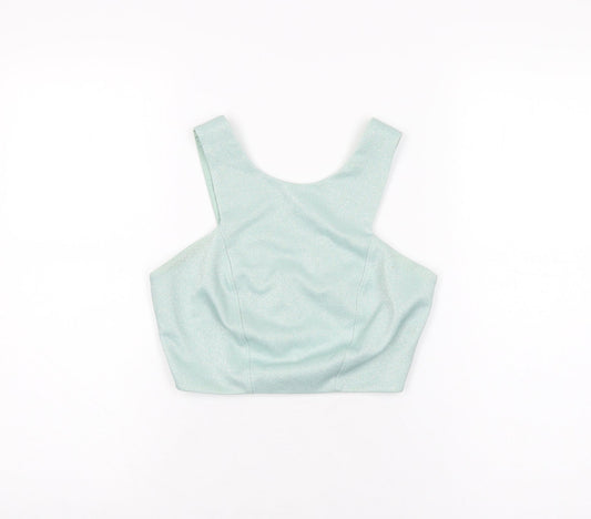 Womens UK Size 10 Topshop Blue Cropped T-Shirt