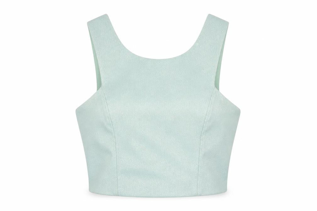 Womens UK Size 10 Topshop Blue Cropped T-Shirt