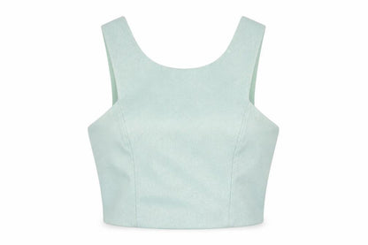 Womens UK Size 10 Topshop Blue Cropped T-Shirt