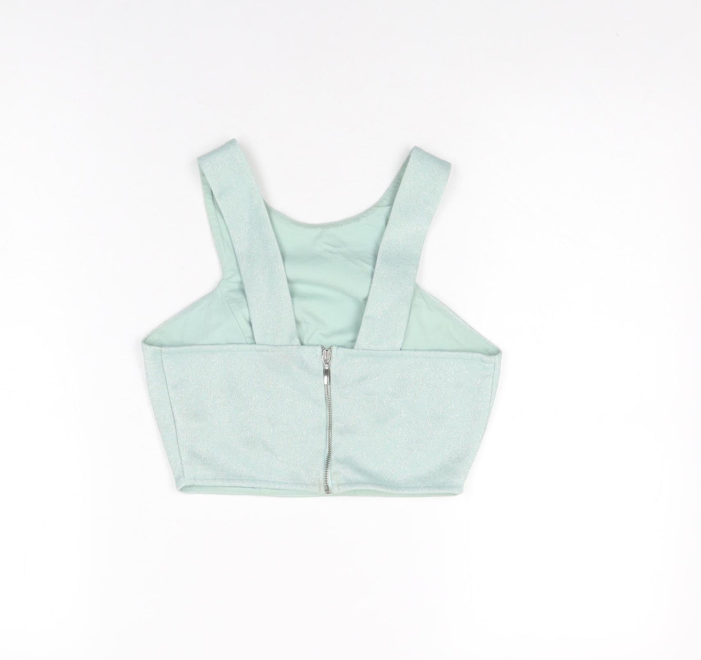 Womens UK Size 10 Topshop Blue Cropped T-Shirt
