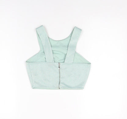 Womens UK Size 10 Topshop Blue Cropped T-Shirt