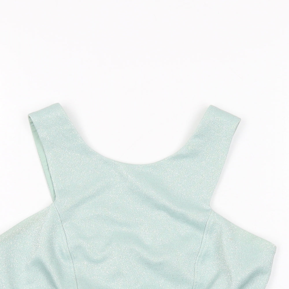 Womens UK Size 10 Topshop Blue Cropped T-Shirt