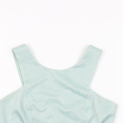 Womens UK Size 10 Topshop Blue Cropped T-Shirt