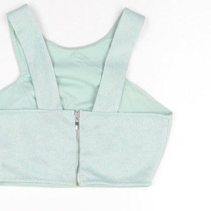 Womens UK Size 10 Topshop Blue Cropped T-Shirt