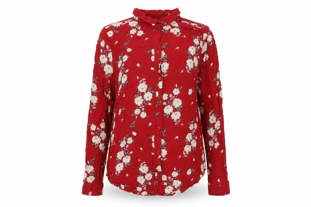 Womens UK Size 12 H&M Red Basic Button-Up