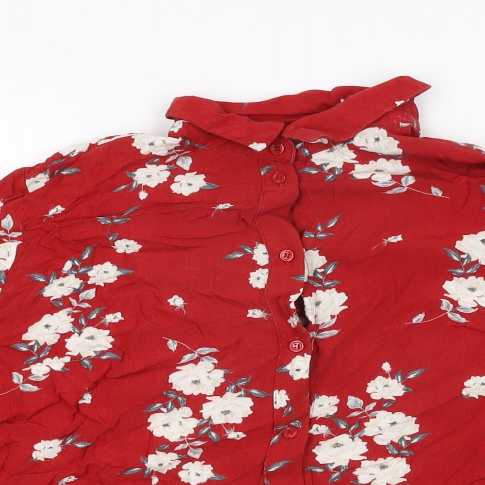 Womens UK Size 12 H&M Red Basic Button-Up