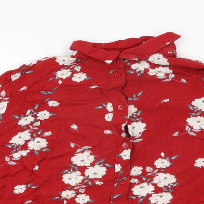 Womens UK Size 12 H&M Red Basic Button-Up
