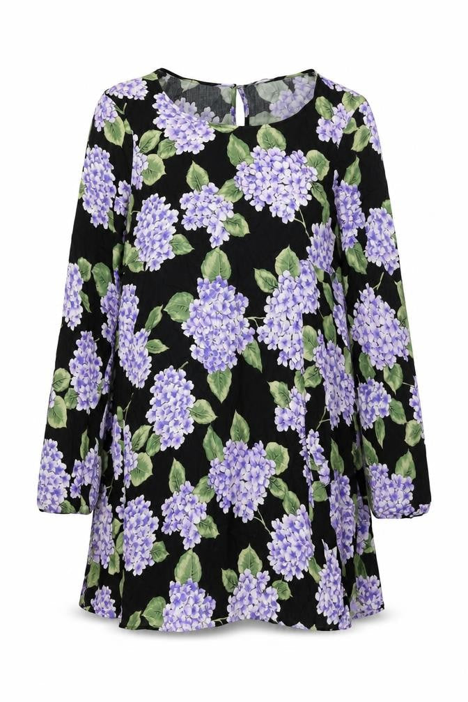 MINKPINK Womens Black Floral Viscose Shift Size M Round Neck Button
