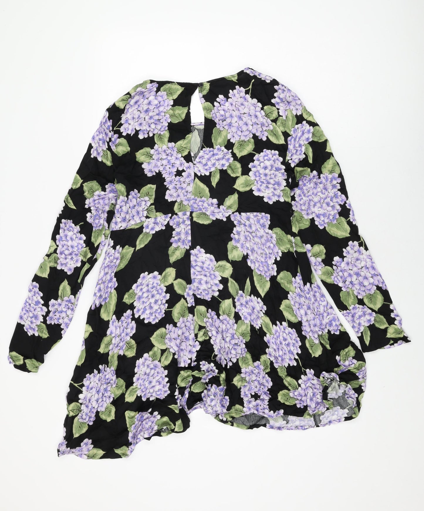 MINKPINK Womens Black Floral Viscose Shift Size M Round Neck Button