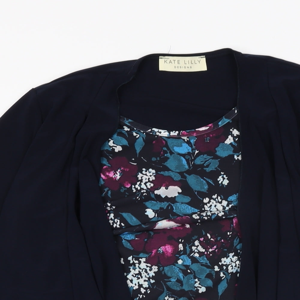Womens UK Size 10 Kate Lilly Blue Basic T-Shirt