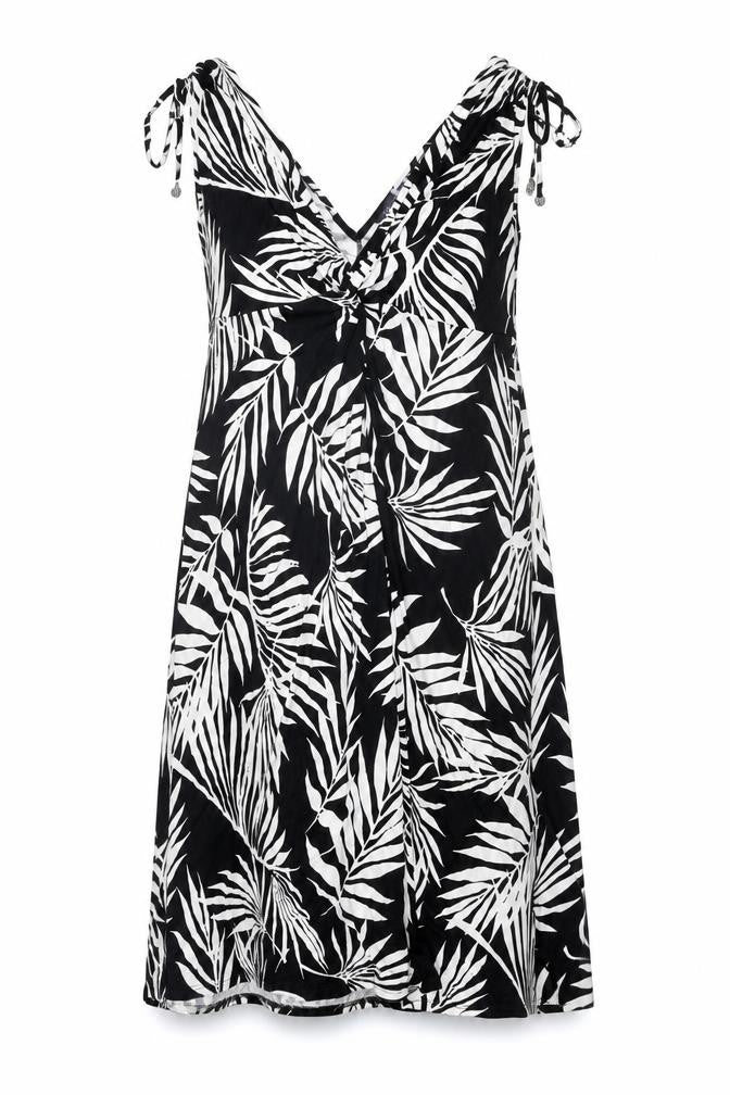 Marks and Spencer Womens Black Geometric Viscose Shift Size 12 V-Neck Pullover