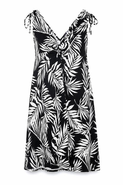 Marks and Spencer Womens Black Geometric Viscose Shift Size 12 V-Neck Pullover
