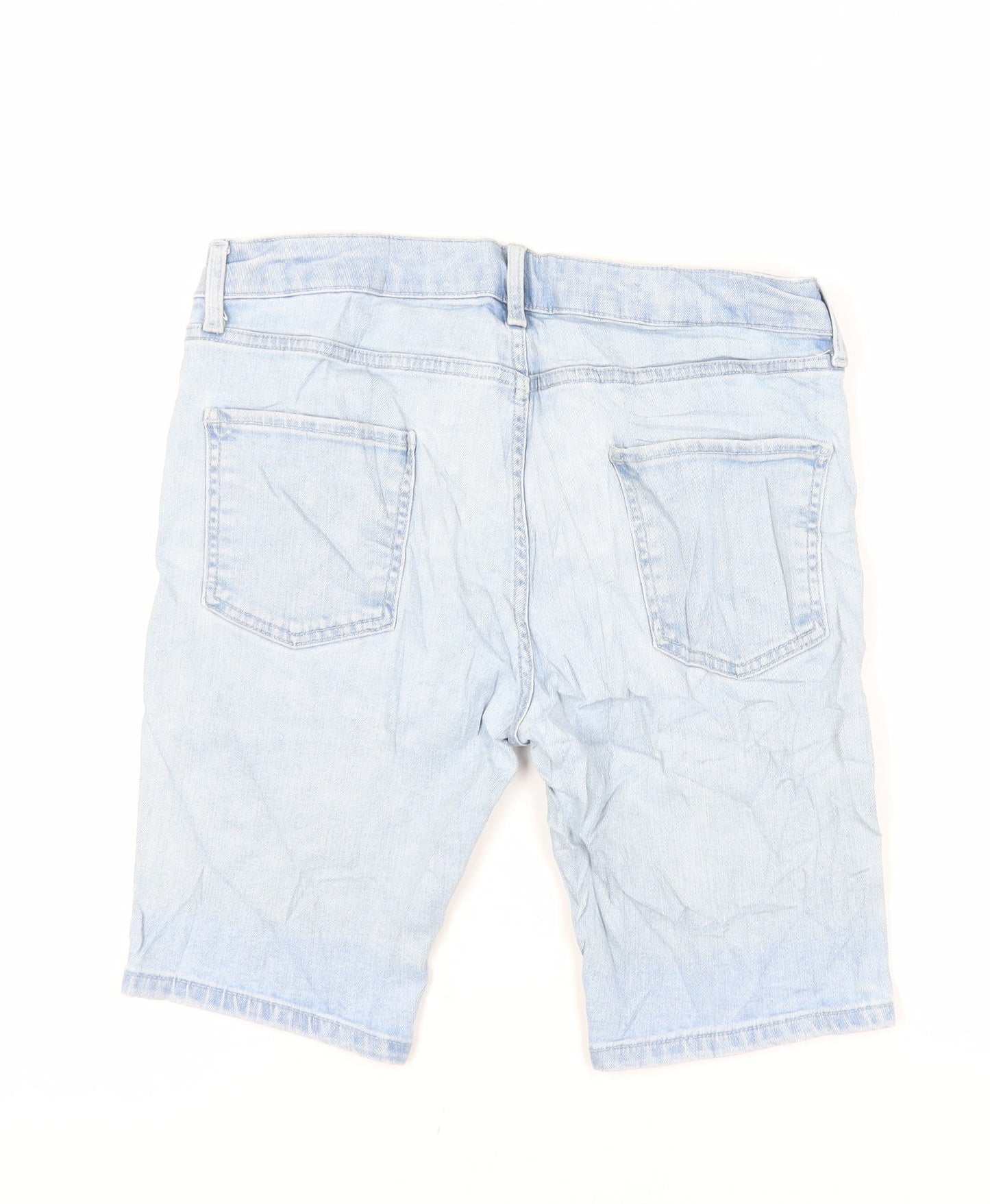 Topman Mens Blue Cotton Chino Shorts Size 30 in L10 in Regular Button