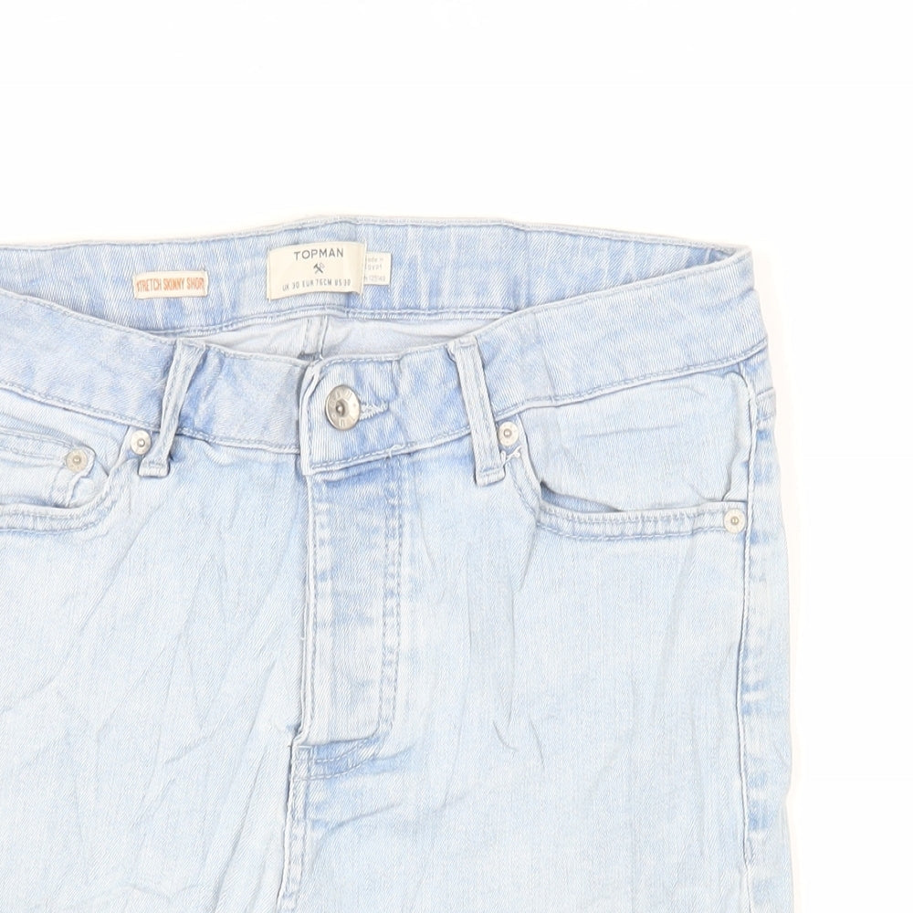 Topman Mens Blue Cotton Chino Shorts Size 30 in L10 in Regular Button