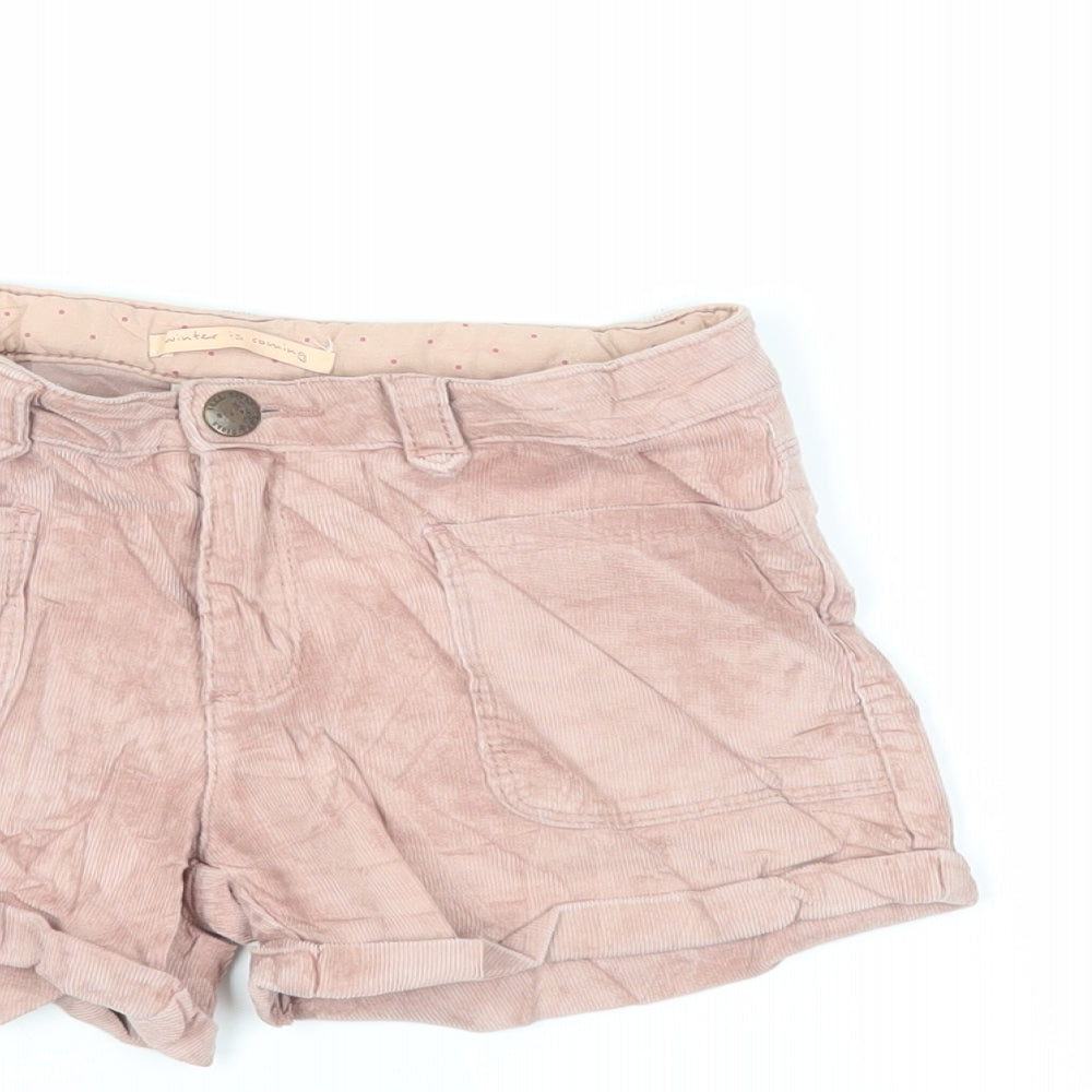 Zara Girls Pink Cotton Mom Shorts Size 7 Years Regular Zip - Pockets