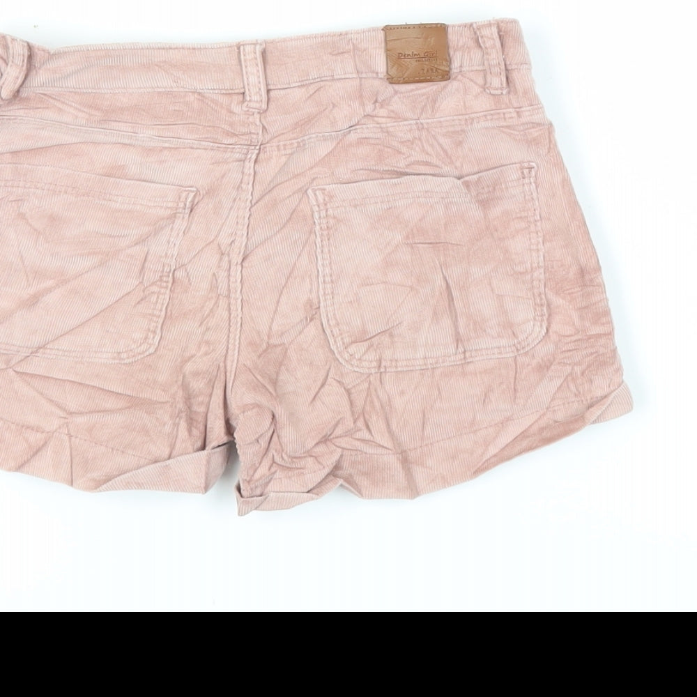 Zara Girls Pink Cotton Mom Shorts Size 7 Years Regular Zip - Pockets