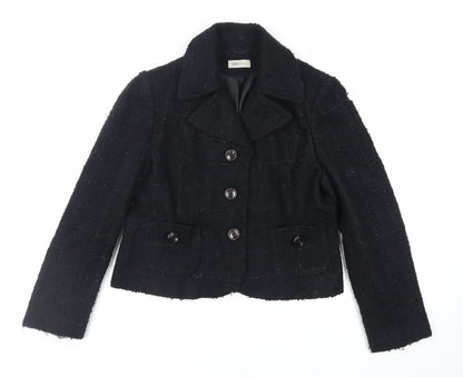 MK One Womens Black Check Jacket Blazer Size 16 Button
