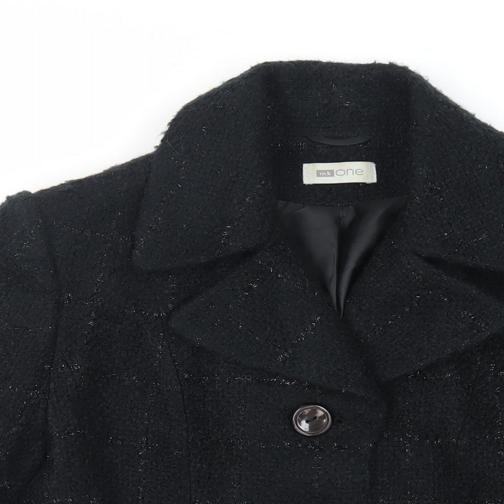 MK One Womens Black Check Jacket Blazer Size 16 Button