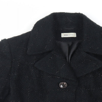 MK One Womens Black Check Jacket Blazer Size 16 Button