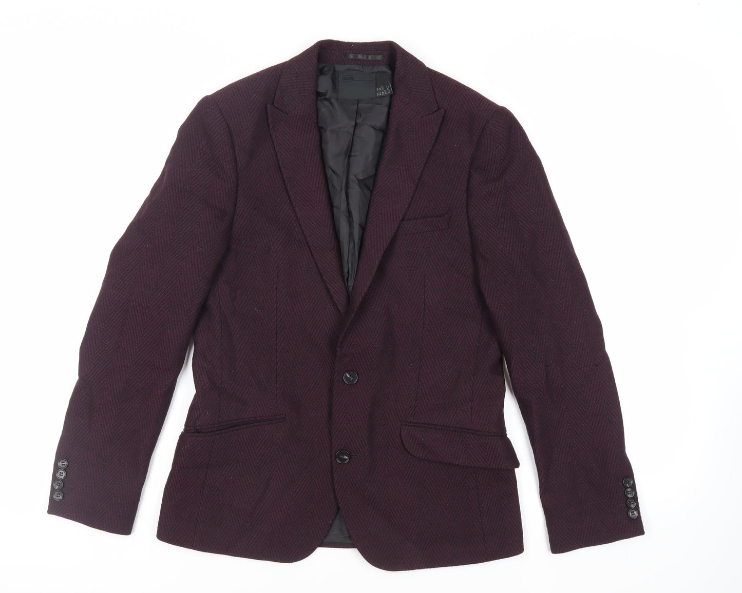 ASOS Mens Purple Geometric Polyester Jacket Blazer Size 36 Regular