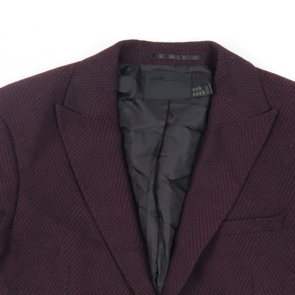 ASOS Mens Purple Geometric Polyester Jacket Blazer Size 36 Regular