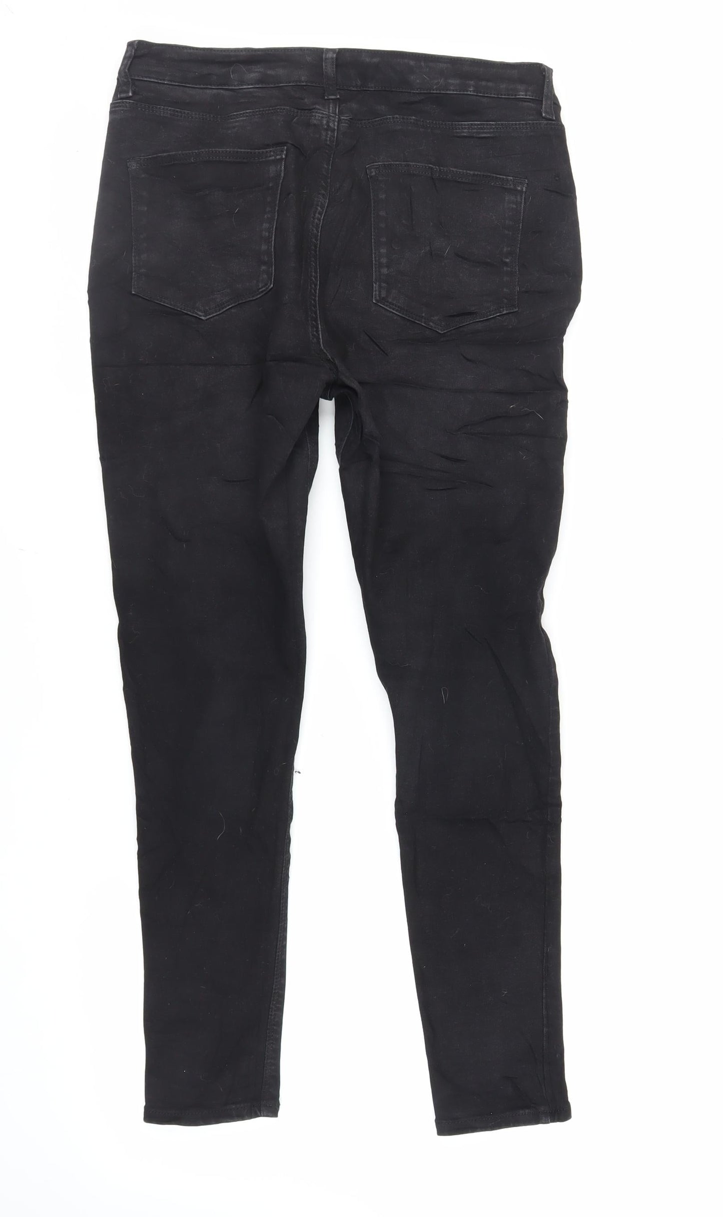 Very Womens Black Cotton Skinny Jeans Size 14 L28 in Regular Button