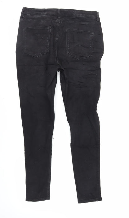 Very Womens Black Cotton Skinny Jeans Size 14 L28 in Regular Button