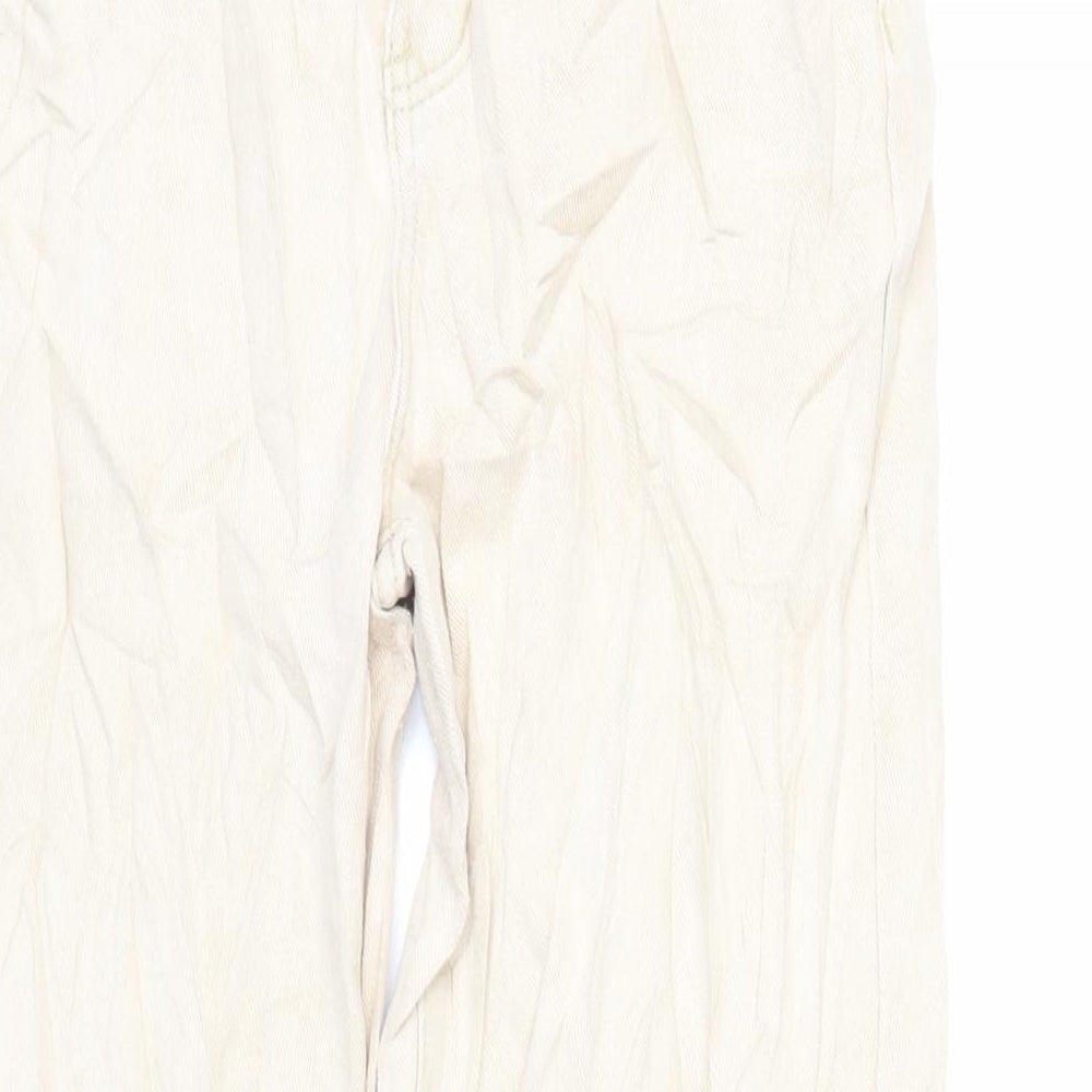Dazy Womens Beige Cotton Wide-Leg Jeans Size S L27 in Regular Zip