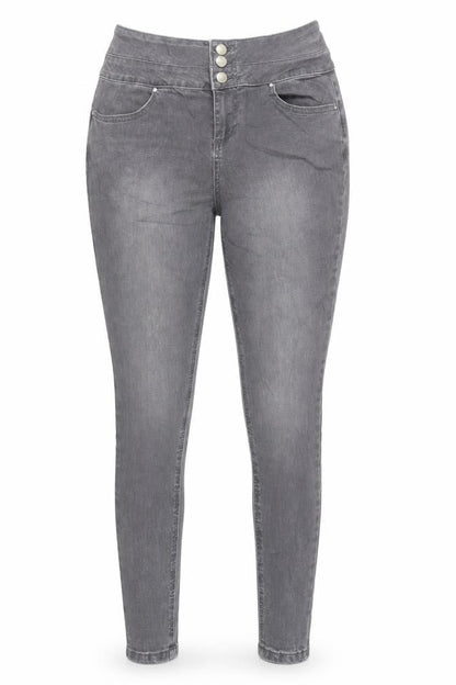 Very Womens Grey Cotton Skinny Jeans Size 14 L29 in Regular Button