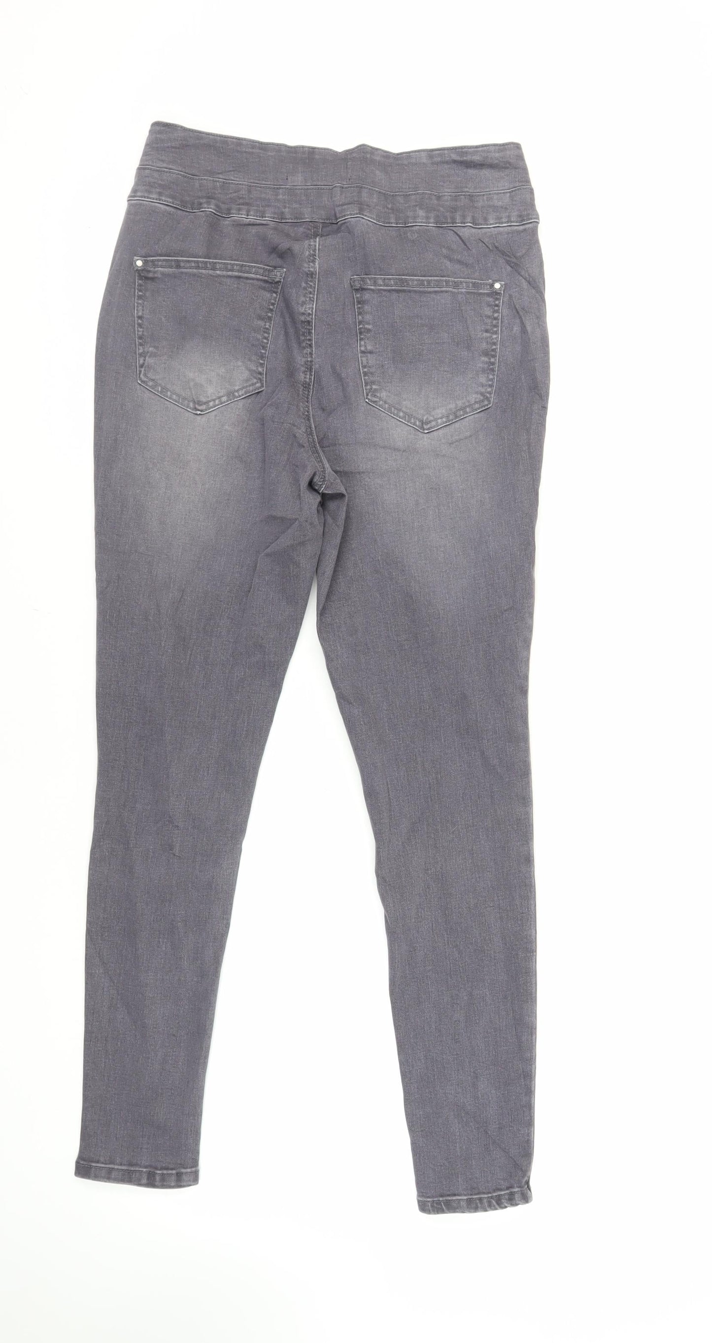 Very Womens Grey Cotton Skinny Jeans Size 14 L29 in Regular Button