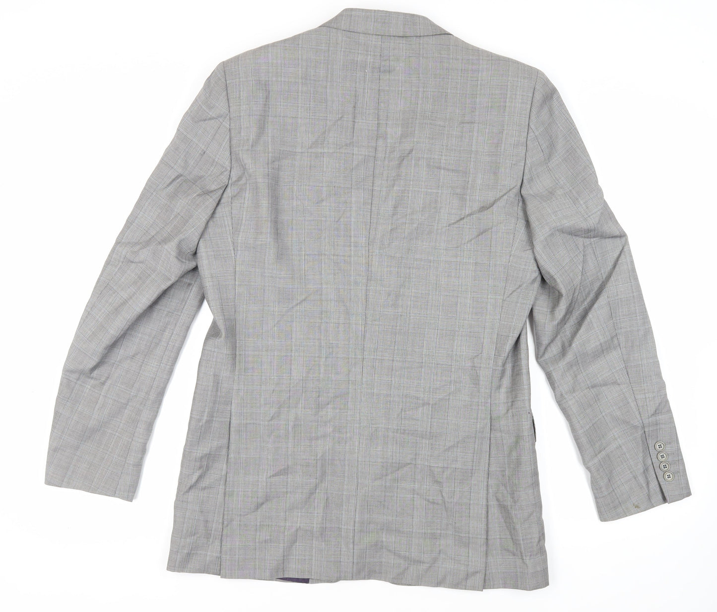 Savoy Taylors Mens Grey Plaid Wool Jacket Suit Jacket Size 40 Regular