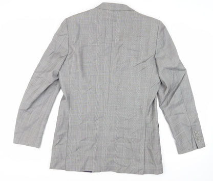 Savoy Taylors Mens Grey Plaid Wool Jacket Suit Jacket Size 40 Regular