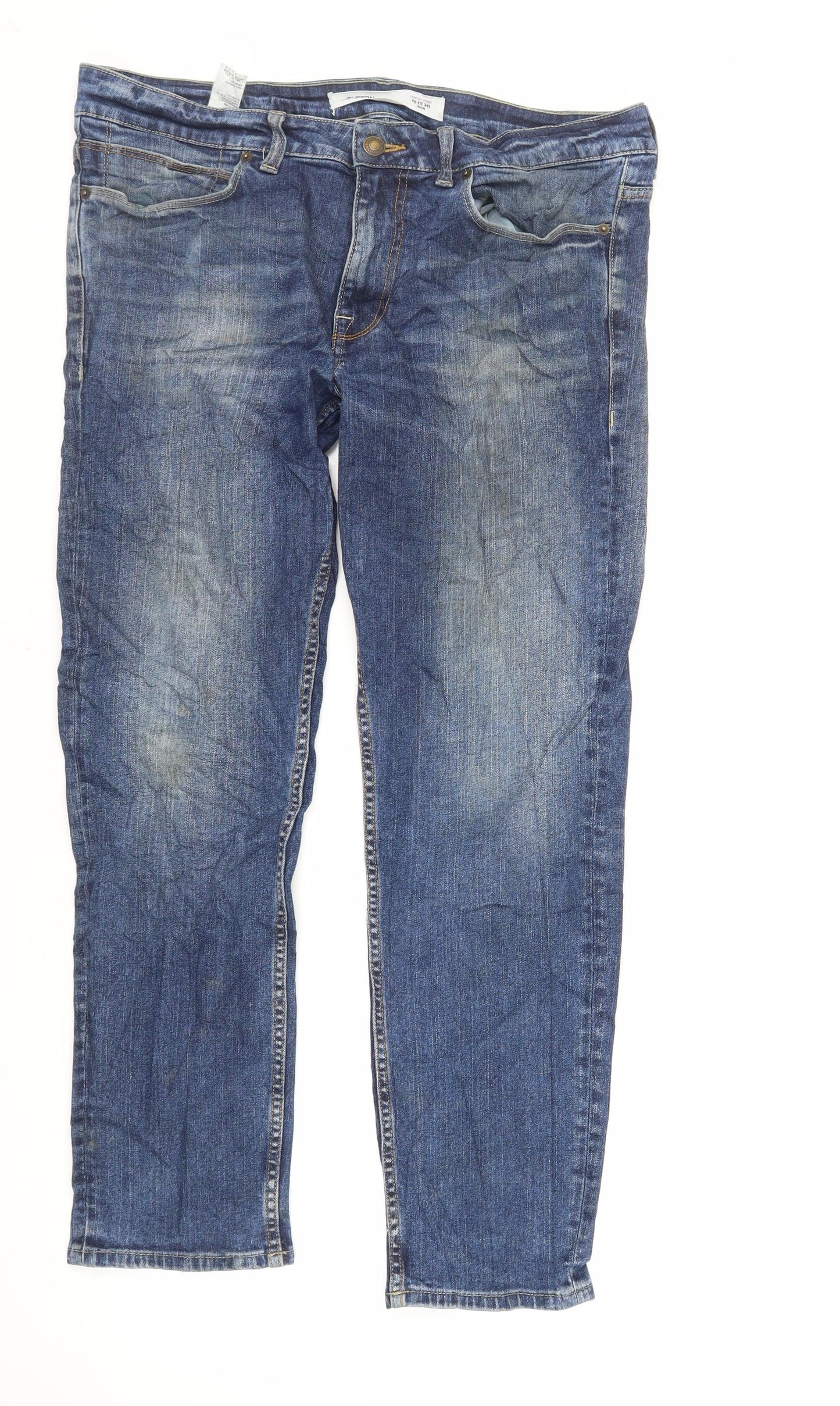 Burton Mens Blue Cotton Skinny Jeans Size 34 in L29 in Regular Zip