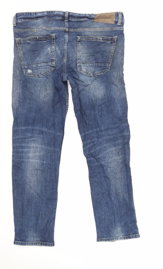 Burton Mens Blue Cotton Skinny Jeans Size 34 in L29 in Regular Zip