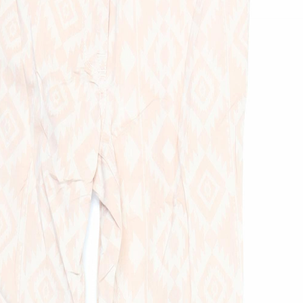 NEXT Womens Pink Geometric Cotton Skinny Jeans Size 10 L29 in Regular Zip