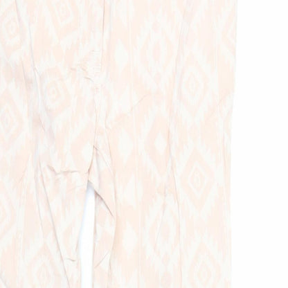 NEXT Womens Pink Geometric Cotton Skinny Jeans Size 10 L29 in Regular Zip