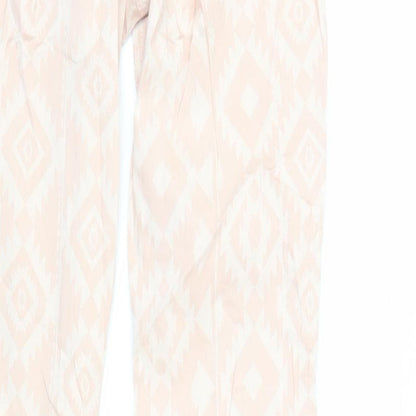 NEXT Womens Pink Geometric Cotton Skinny Jeans Size 10 L29 in Regular Zip