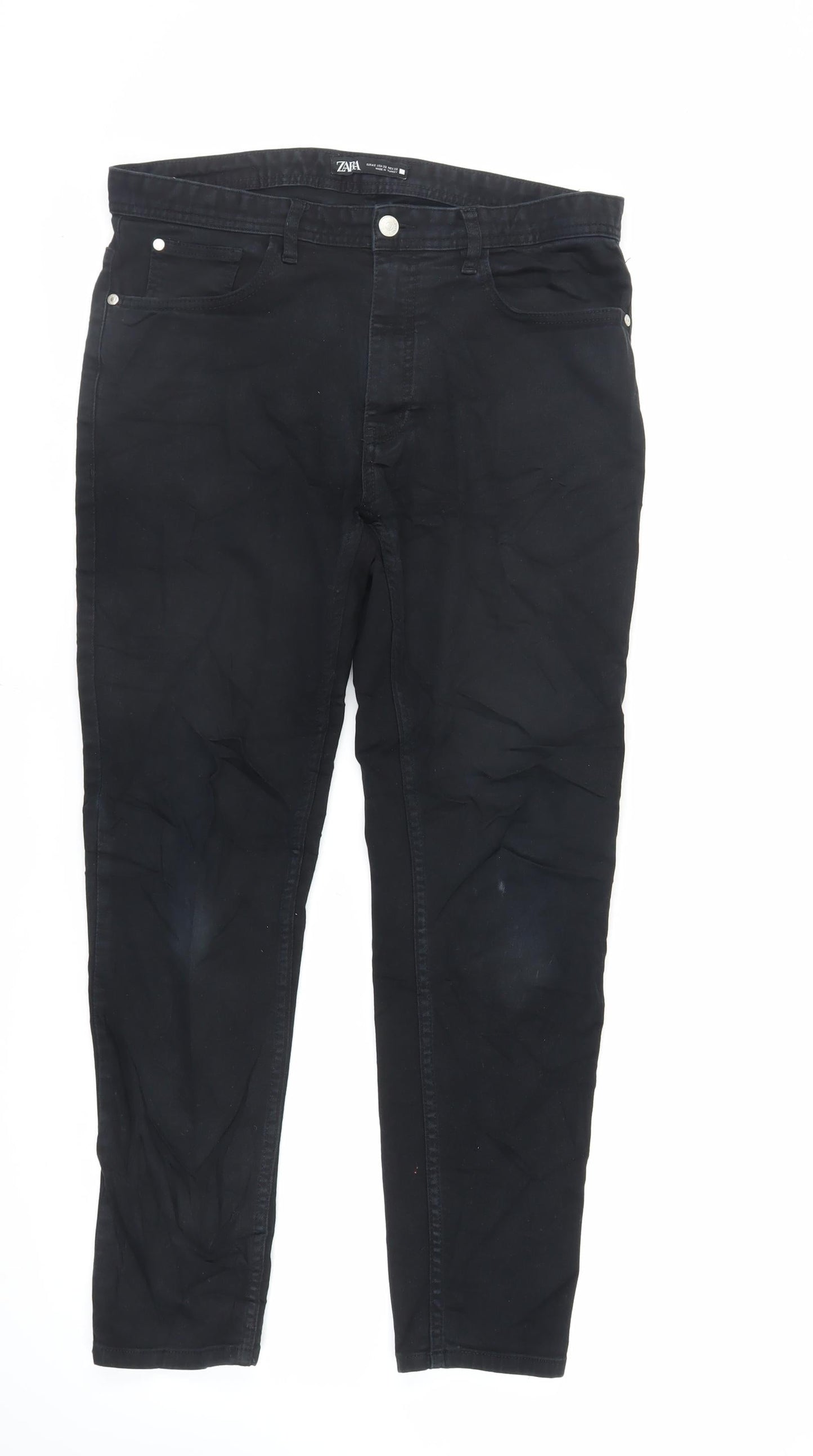 Zara Womens Black Cotton Skinny Jeans Size 14 L29 in Regular Zip