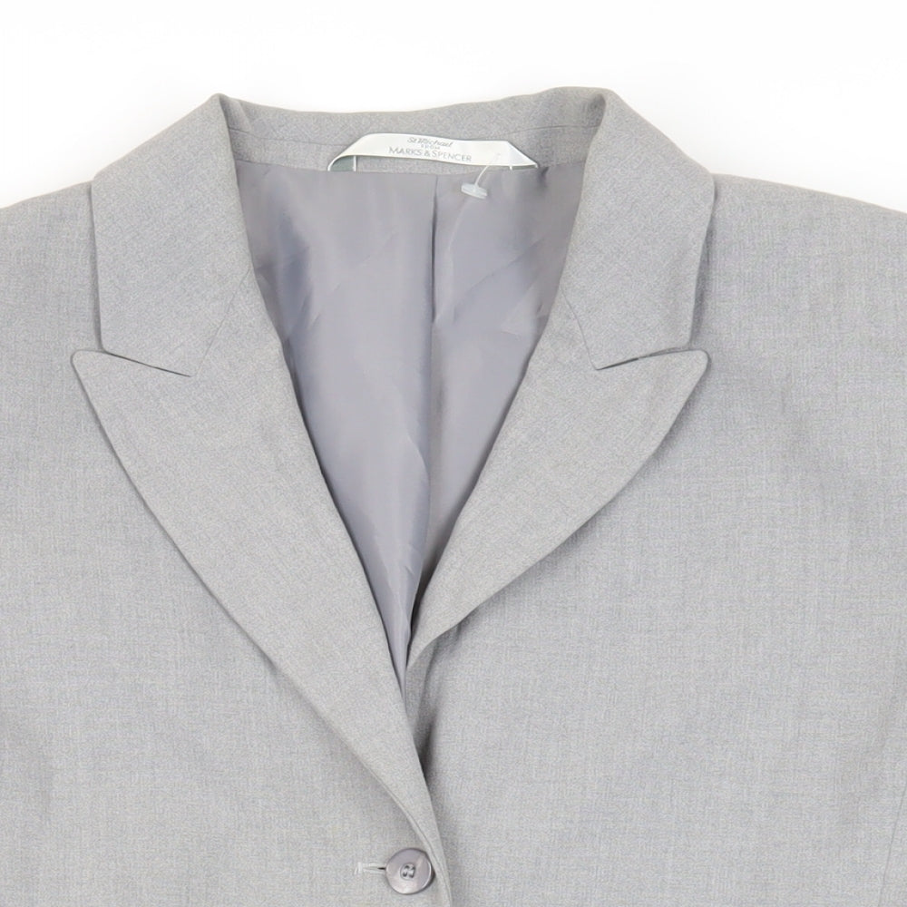 St Michael Womens Grey Jacket Blazer Size 18 Button - Vintage