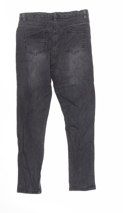 M&Co Girls Black Cotton Skinny Jeans Size 11-12 Years Regular Zip