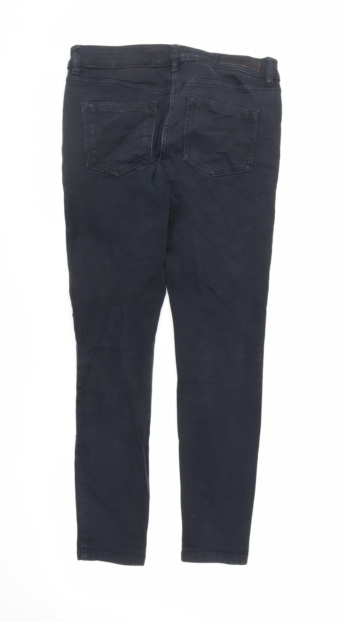 NEXT Womens Black Cotton Skinny Jeans Size 12 L28 in Regular Zip