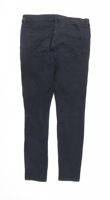 NEXT Womens Black Cotton Skinny Jeans Size 12 L28 in Regular Zip